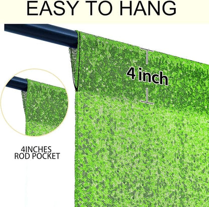 4×8FT-2PCS Apple Green Sequin Backdrop Curtains Panels, Photography Backdrop - Image 5