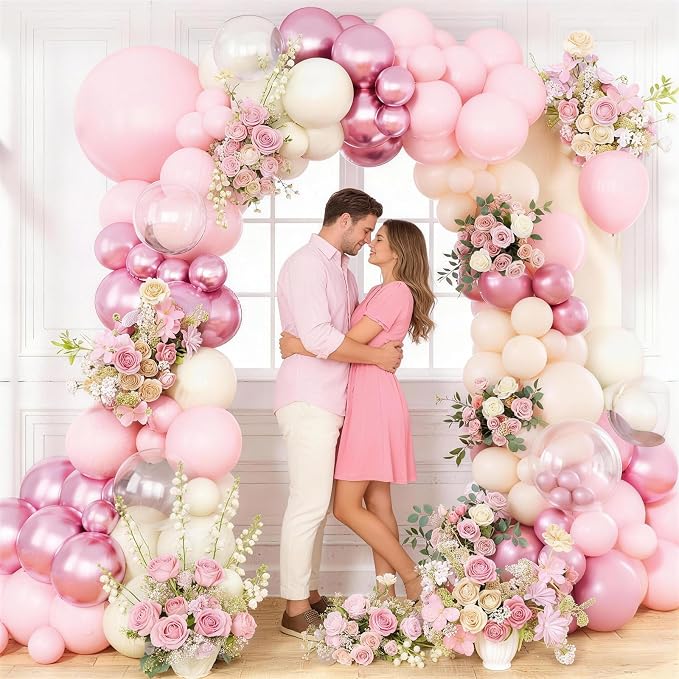 Pink and White Balloon Arch Kit, Boho Balloon Garland - Image 3