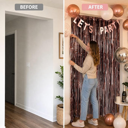 2PCS Coffee Foil Fringe Backdrop Curtains, Fringe Backdrop - Image 7