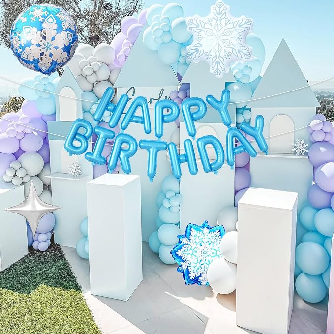 29PC Blue Winter Happy Birthday Balloon Banner, 16Inch 3D Aluminum Letter - Image 4