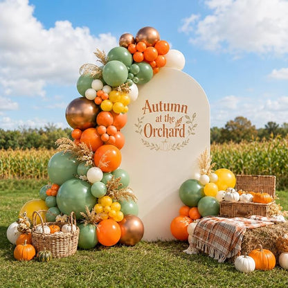 Fall Balloons, 12 Inch Sage Green Burnt Orange Mustard Yellow Beige Balloon | - Image 3