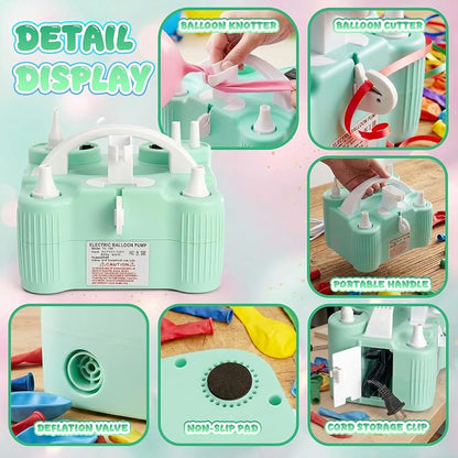 4-in-1 Electric Balloon Pump for All Balloons, Portable Dual Nozzle 600W Air - Image 6