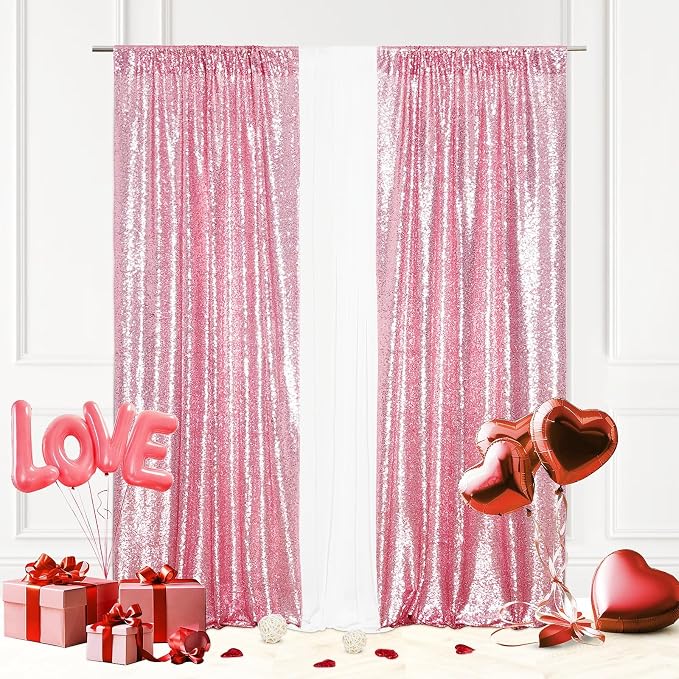 Eternal Beauty Fuchsia Pink 3mm Sequin Backdrop 2x8 Ft 2 Pack Wedding | Dense - Image 2
