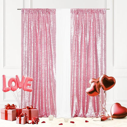 Eternal Beauty Fuchsia Pink 3mm Sequin Backdrop 2x8 Ft 2 Pack Wedding | Dense - Image 2