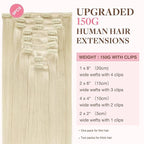 GOO GOO Clip in Hair Extensions Real Human Hair, Remy Human Hair Extensions Clip ins for Women, Natural Human Hair, 18inch 150g 9Pcs, 60A Platinum Blonde