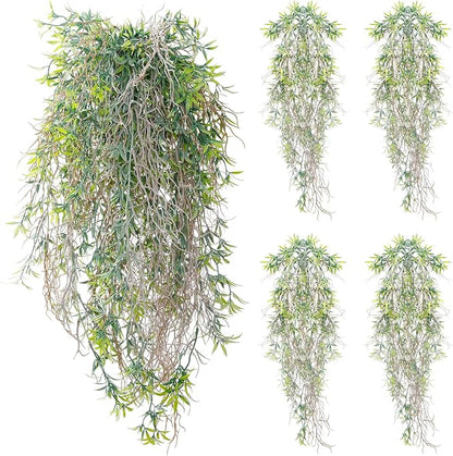 4Pcs Fake Hanging Fern Plants for Outdoors, UV Resistant Artificial Ferns by dallisten