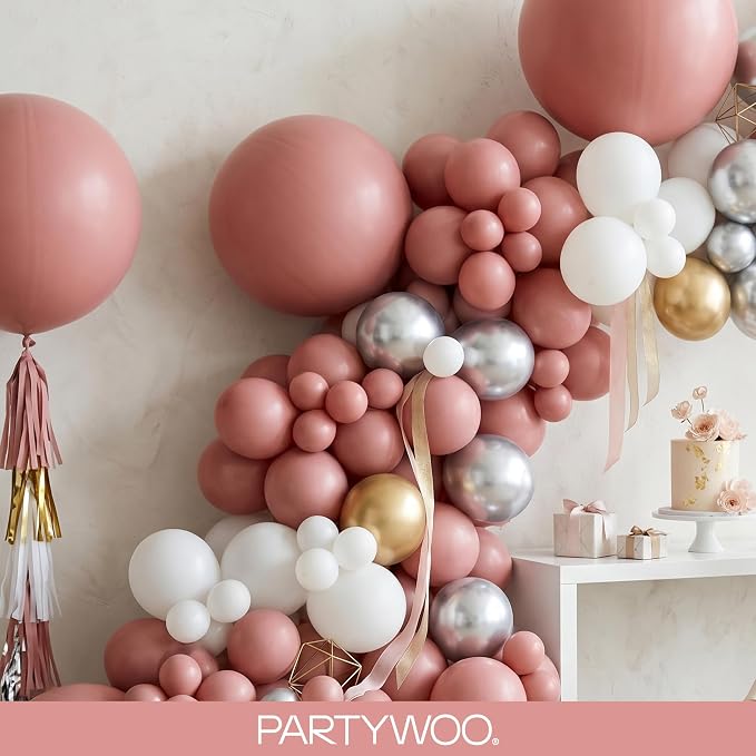PartyWoo Dusty Pink Balloons 100pcs Dusty Rose Boho Netural Pink Color | 18 12 - Image 8