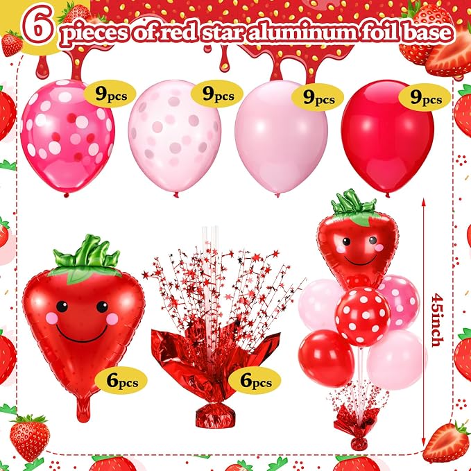 Civaner Strawberry Party Balloons Stand Kit 6 Sets - Image 3