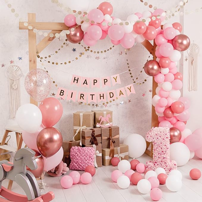 RUBFAC Pink Balloons Pastel Pink Balloon Arch Kit Different Sizes 129pcs | - Image 5