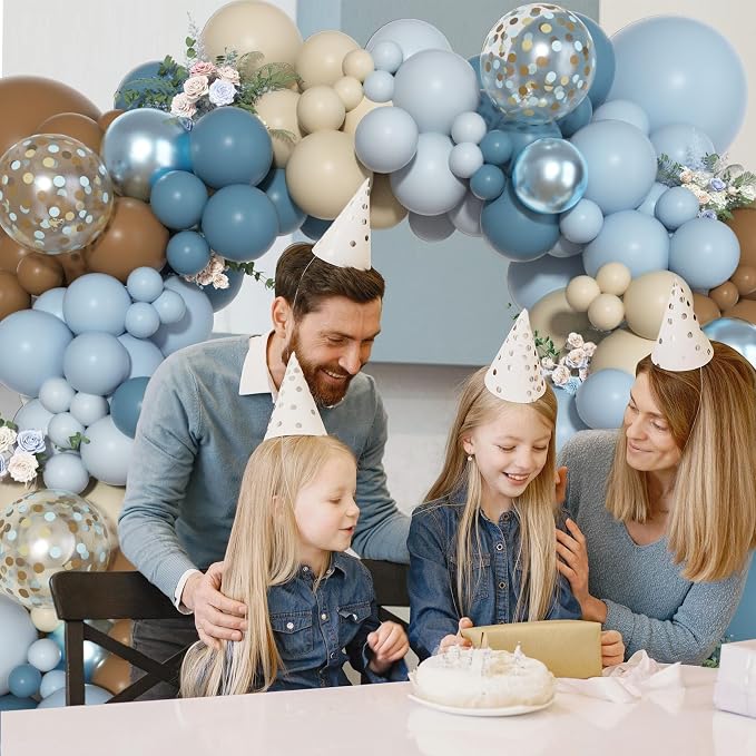 Ouddy Party Dusty Blue Brown Balloons Garland Arch Kit 18 12 10 5 Inch | - Image 5