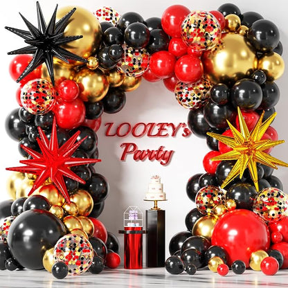 LOOLEY 137Pcs Red Black Gold Balloons Garland Arch Kit - Image 7