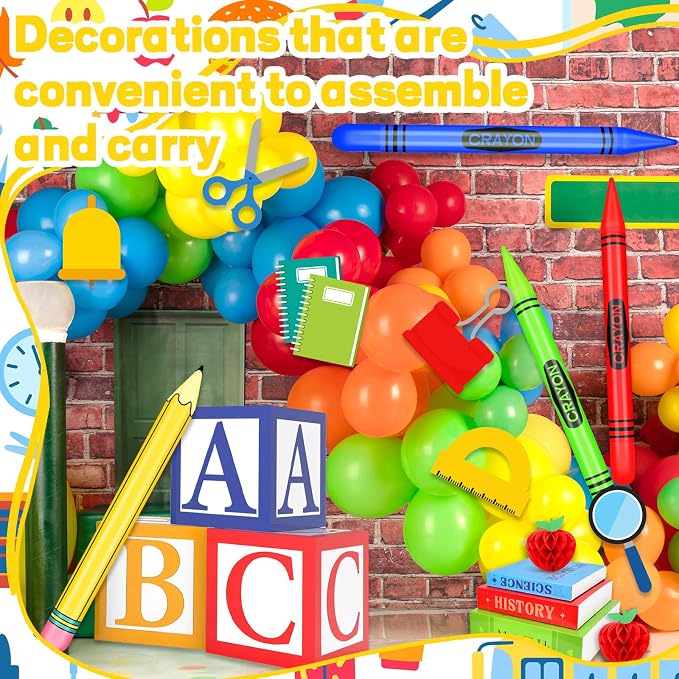 21 Pcs Back to School Balloons Box Sets Include ABC Balloons Box Pencil Crayon - Image 5