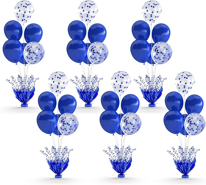 6 Set Royal Blue Table Balloons Foil Spray Centerpiece by Suppromo