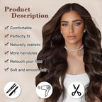 NAYOO Long Brown Wavy Wig for Women 26 Inch Middle Part Curly Wavy Wig Natural Looking Synthetic Heat Resistant Fiber for Daily Party (Brown with Highlights)