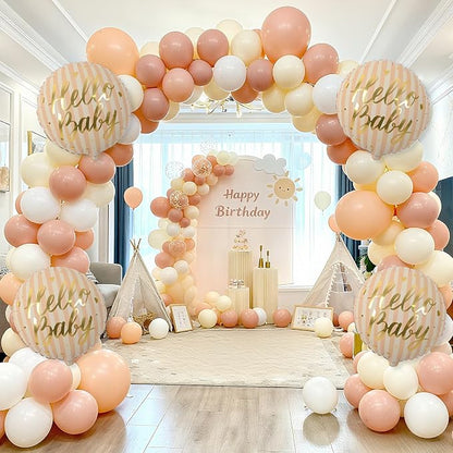 18" Hello Baby Foil Balloons for Welcome Baby Party Decorations, Peach Beige - Image 7