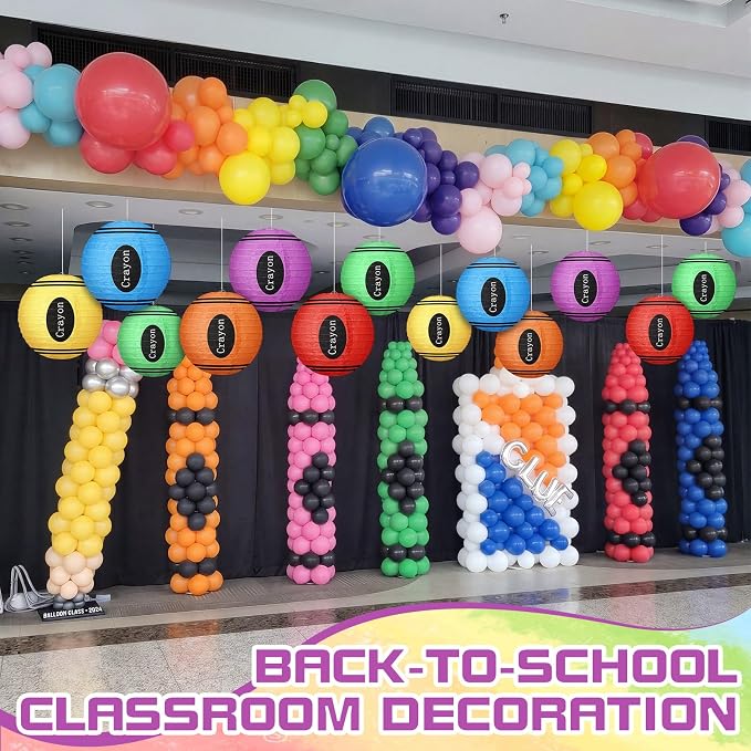 12 Pcs Back to School Classroom Crayon Paper Lanterns 10 Inch Crayon Classroom - Image 7