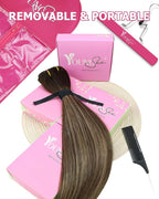 YoungSee 150g Balayage Clip in Hair Extensions Human Hair Chocolate Brown Mix Caramel Blonde Balayage Hair Extensions Clip in Human Hair Softness Clip ins Extension Straight Hair 20inch 7pcs