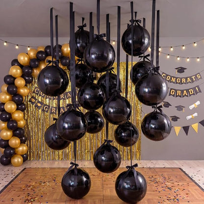 20 Pcs Metallic Black Foil Balloons Giant 22 Inch 4d Round Metallic Balloons - Image 4