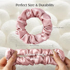 YFONG 3 PCS 100% Mulberry Silk Scrunchies for Women Girls, 22 Momme Soft Hair Ties for Frizz & Breakage Prevention, Elastic Ponytail Holders Gentle And No hurt, (Pink+Black+Champagne)