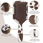 FRAMAR Paddle Hair Brush Detangler, Detangling Hairbrush For Women, Wet Hair Brush For Girls, Hair Detangler Brush, Wet Hairbrush, Hairbrushes, Girls Hairbrush Detangler, Reduces Frizz – Cow Print