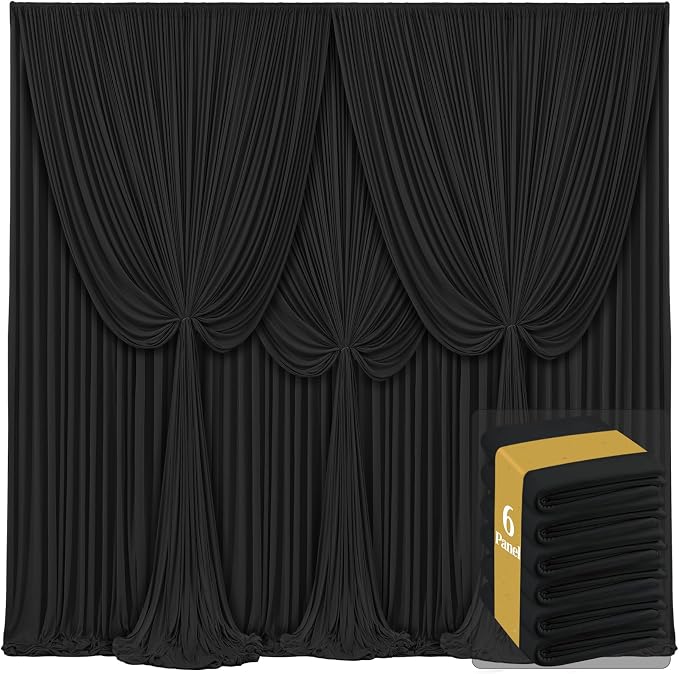 6 Panels Black Backdrop Curtains by Tao-GePartyDecorations