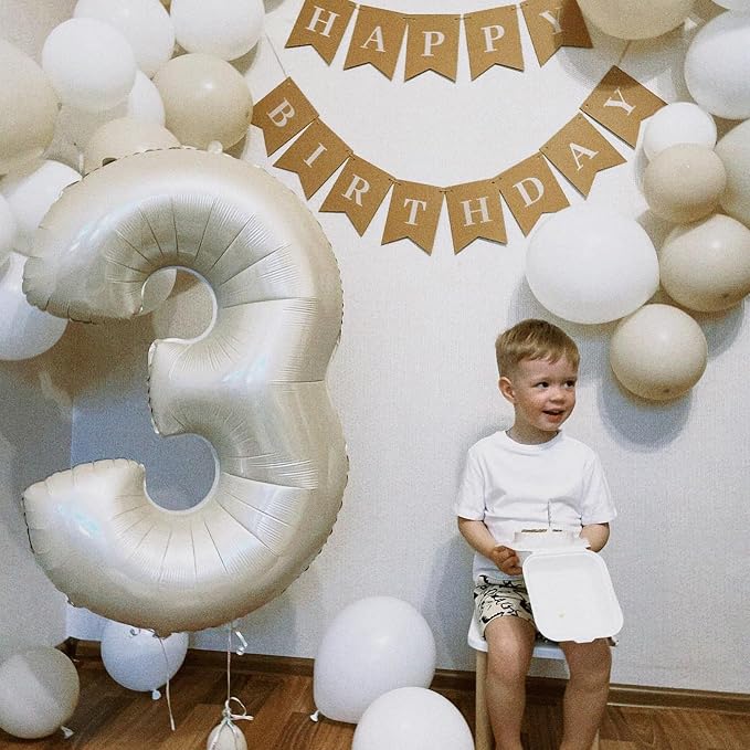 40 Inch Cream Number 6 Balloon, Digital 6 Cream White Giant 6 Foil Balloon - Image 6
