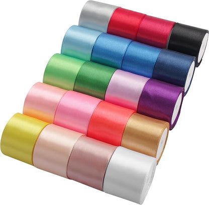LIUYAXI 1-1/2 Inch Satin Ribbon Set – 20 Rolls Rainbow Ribbon, 5 Yards Each by LIUYAXI