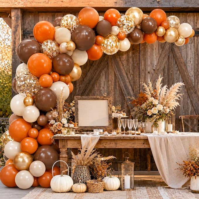 Burnt Orange Brown Balloons, 12 Inch Fall Thanksgiving Autumn Latex Balloon | - Image 6