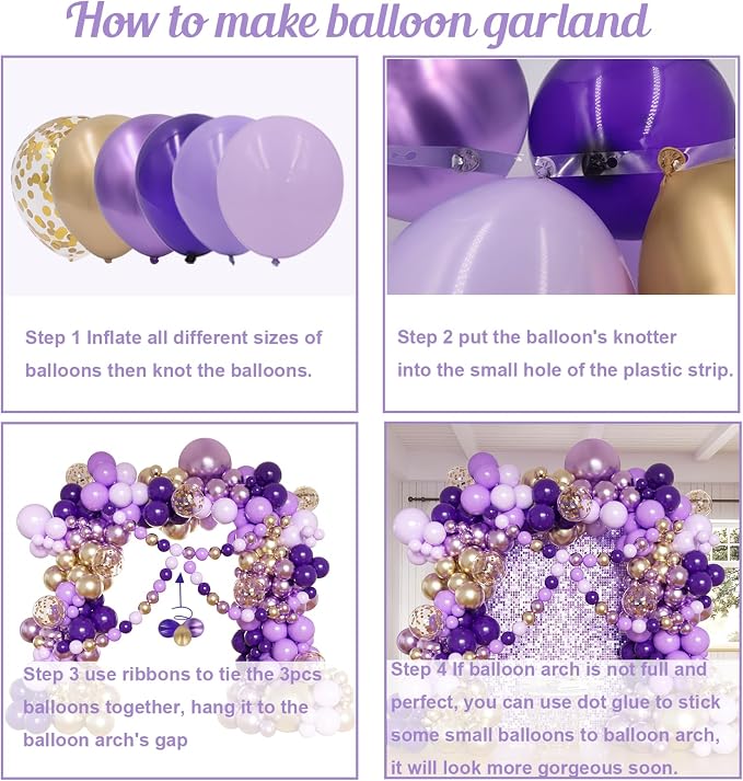 Purple Balloon Garland Arch Kit - Image 3