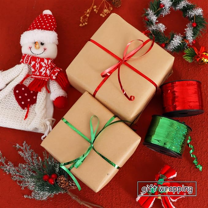 BEISHIDA 2 Pack Christmas Curling Ribbons Red and Green Balloon String Ribbons - Image 4