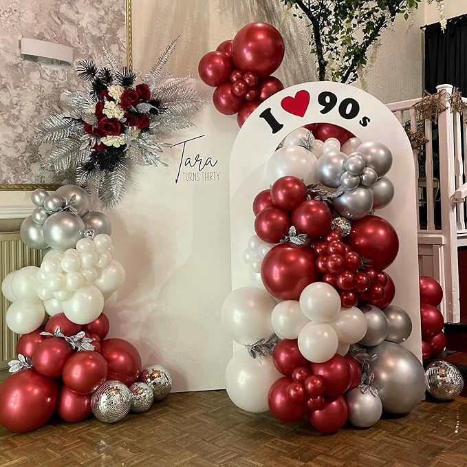 Double Stuffed Burgundy Balloons Different Size 115Pcs 5/10/12/18 Inch Maroon - Image 6