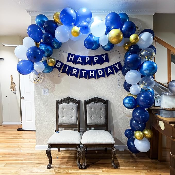 Navy Blue Gold Balloon, 60 Packs 12 Inch Metallic Blue and Macaron Blue Balloons - Image 8