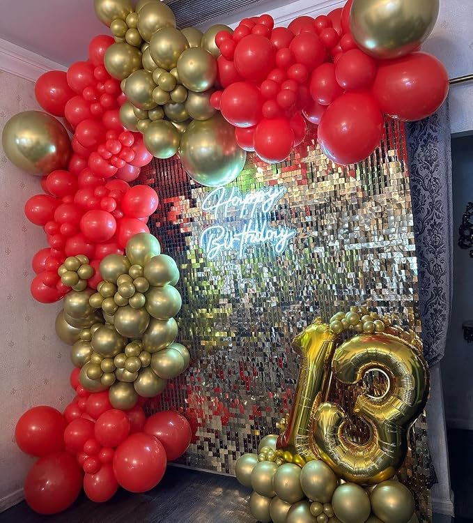 Red and Gold Balloon Arch Kit, ADOINBY 140Pcs Gold Balloon Red Balloon Confetti - Image 7