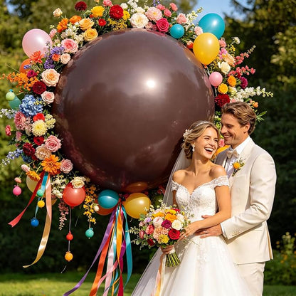 5Pcs Brown Big Balloons 36 Inch, Round Large Latex Party Balloons - Image 5
