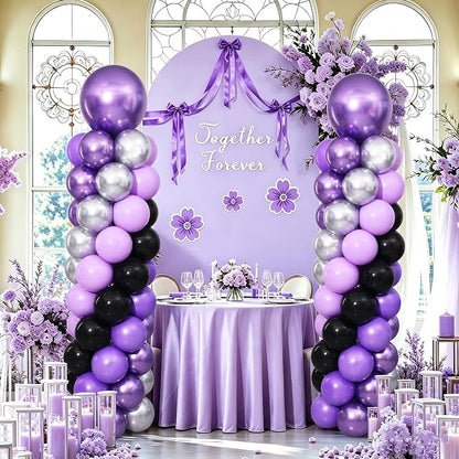 Purple and Black Silver Balloon Column Stand Kit Set of 2 - Image 7