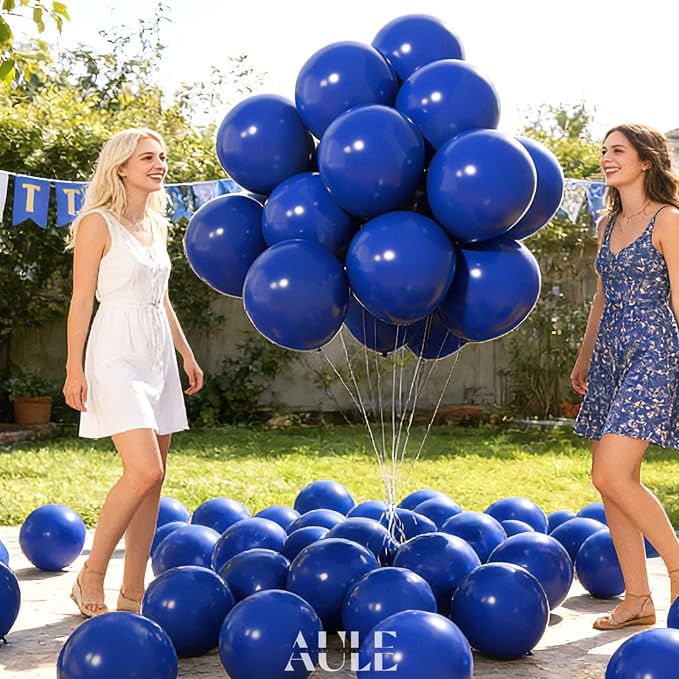 AULE 50Pcs Latex 12 Inch Royal Blue Balloons | Helium Party Happy Birthday - Image 3