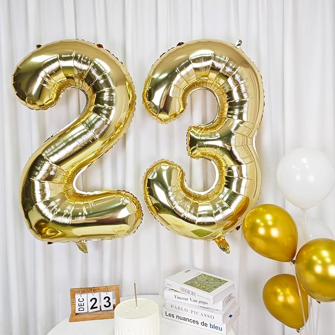 40 Inch Light Gold 3 Number Balloons Large Champagne Gold Number | White Gold - Image 5