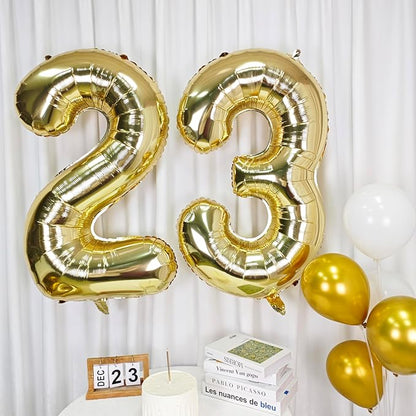 40 Inch Light Gold 3 Number Balloons Large Champagne Gold Number | White Gold - Image 5