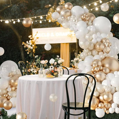 CROSSFINGERS Pearl Champagne Gold and White Balloon Garland Arch Kit | Double - Image 7