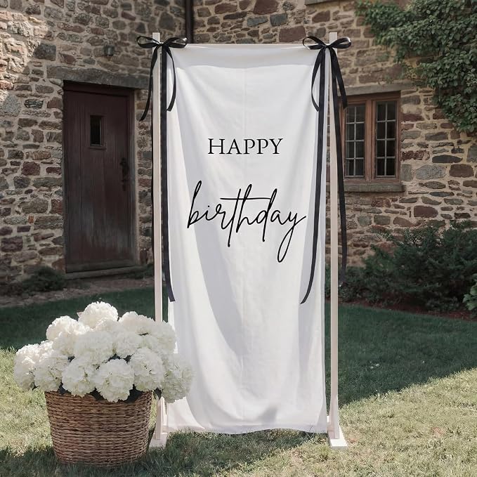 Tingjoo 27 × 78 Inch Happy Birthday Fabric Banner Long Birthday Party - Image 7