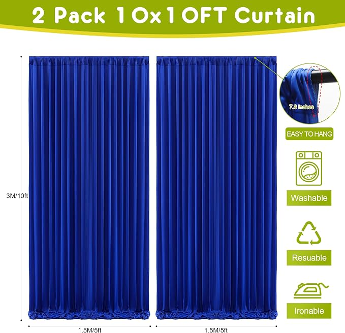 Royal Blue Backdrop Curtain Drapes - Image 2