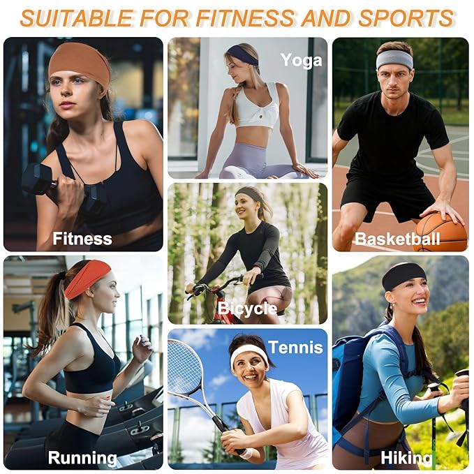 Non-Slip Headbands Set for Women's Hair 6 PCS Cotton Soft Wide Head Bands for Yoga Running Exercise Trendy Elastic Hairbands for Women
