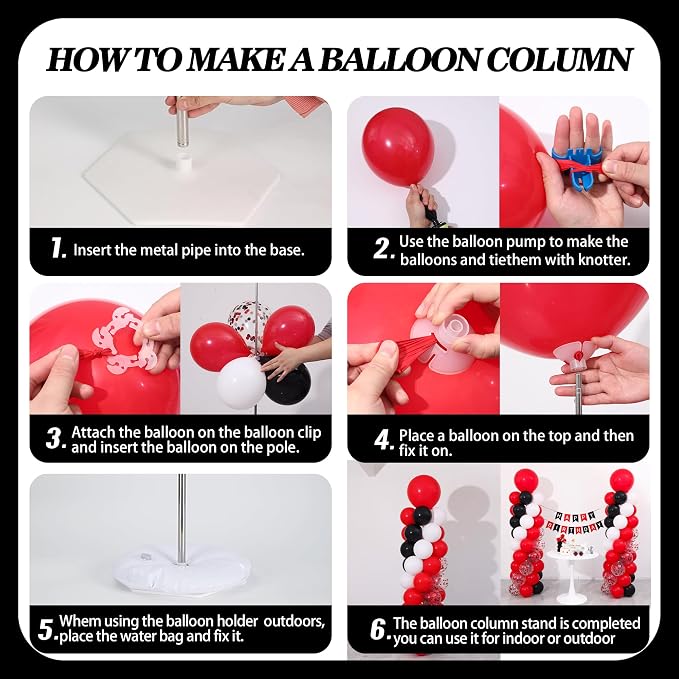 Red and Black White Balloon Column Stand Kit Set of 2 - Image 5