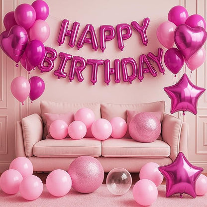 29PC Hot Pink Happy Birthday Balloon Banner, 16 Inch 3D Letter Banner Sign - Image 3