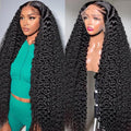 36 Inch HD Lace Front Wigs Human Hair 200% Density 13x4 Deep Wave Lace Front Wigs Human Hair Curly Wigs for Women Glueless Deep Wave Frontal Wigs with Baby Hair Pre Plucked Deep Wave Wig