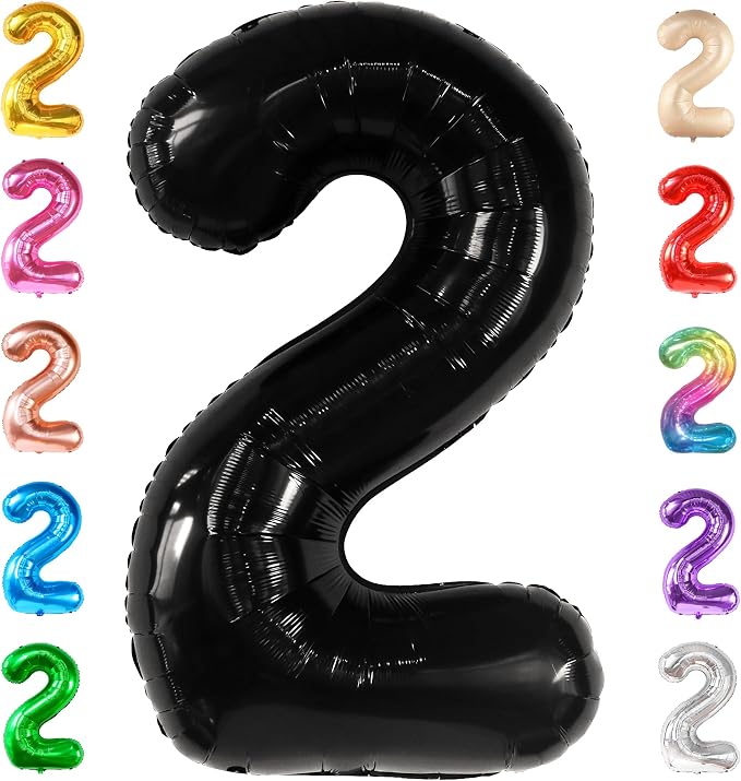 KatchOn Black Number 2 Balloon 40 Inch 2nd Birthday Decorations by KatchOn