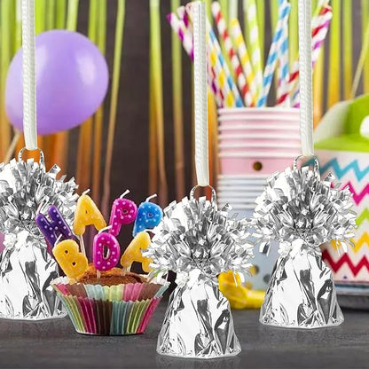 16 PCS Metallic Wrapped Balloon Weights Silver Heavy Balloon Weight - Image 6