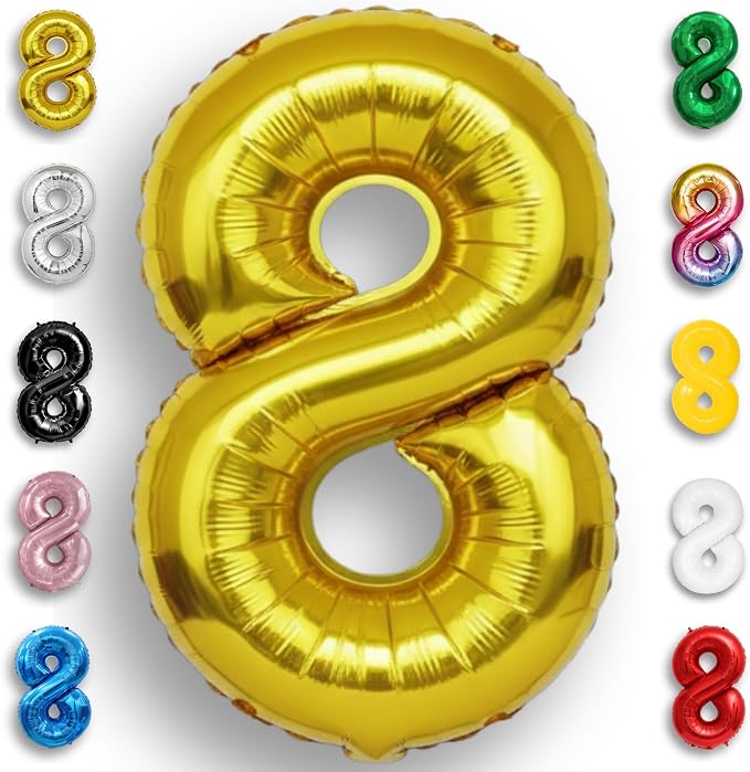 Gold Number Balloon 8 Mylar Foil Balloons 16 inch by Unknown