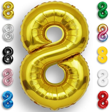 Gold Number Balloon 8 Mylar Foil Balloons 16 inch by Unknown