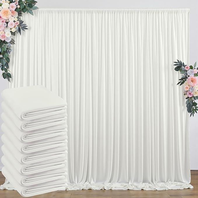 40 ft x 10 ft Wrinkle Free Ivory Backdrop Curtain by Outpain